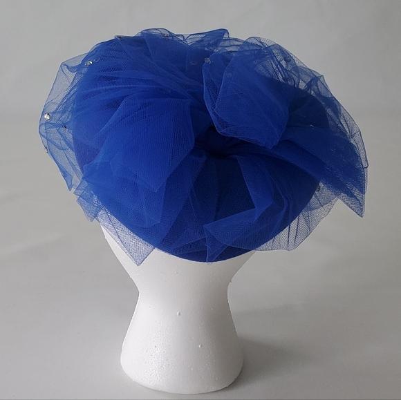 Vintage Royal Blue Pill Box Hat 100% Wool Felt - Picture 8 of 8